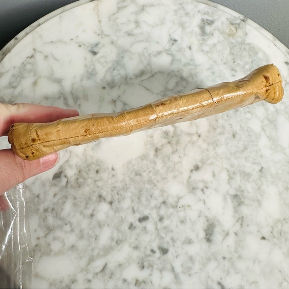 Vintage Eel Skin Zip Pouch or Clutch in Camel - Picture 3 of 7